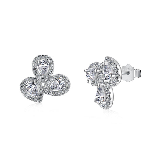 [Everoly JW]Ornate Flower Shape Pear Cut Lover Earrings