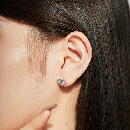 [Everoly JW]Blue Devil Eyes Hollow Stud Earrings