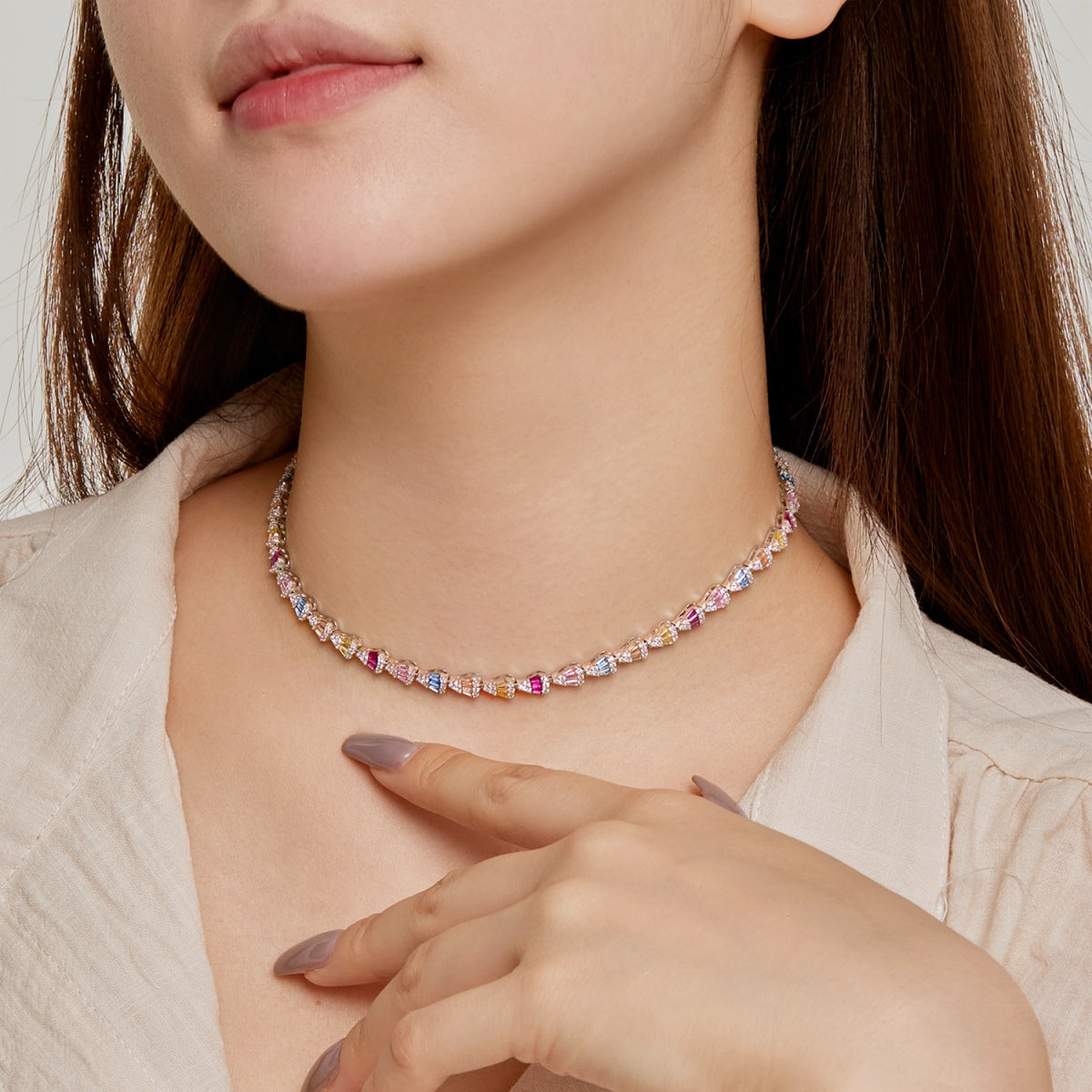 [Everoly JW]Radiant Colorful Rainbow Necklace