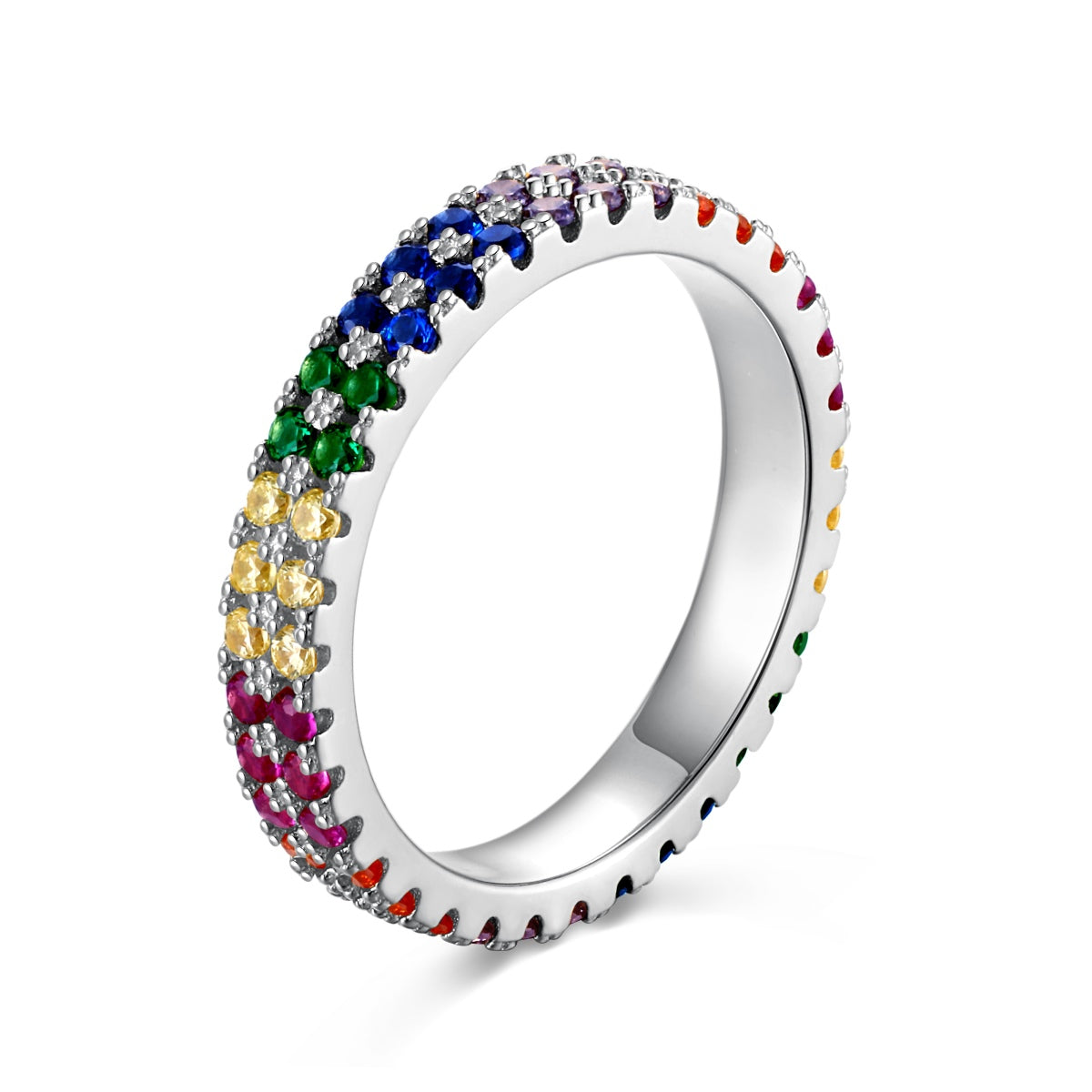 [Everoly JW]Unique Colorful Round Cut Tennis Ring