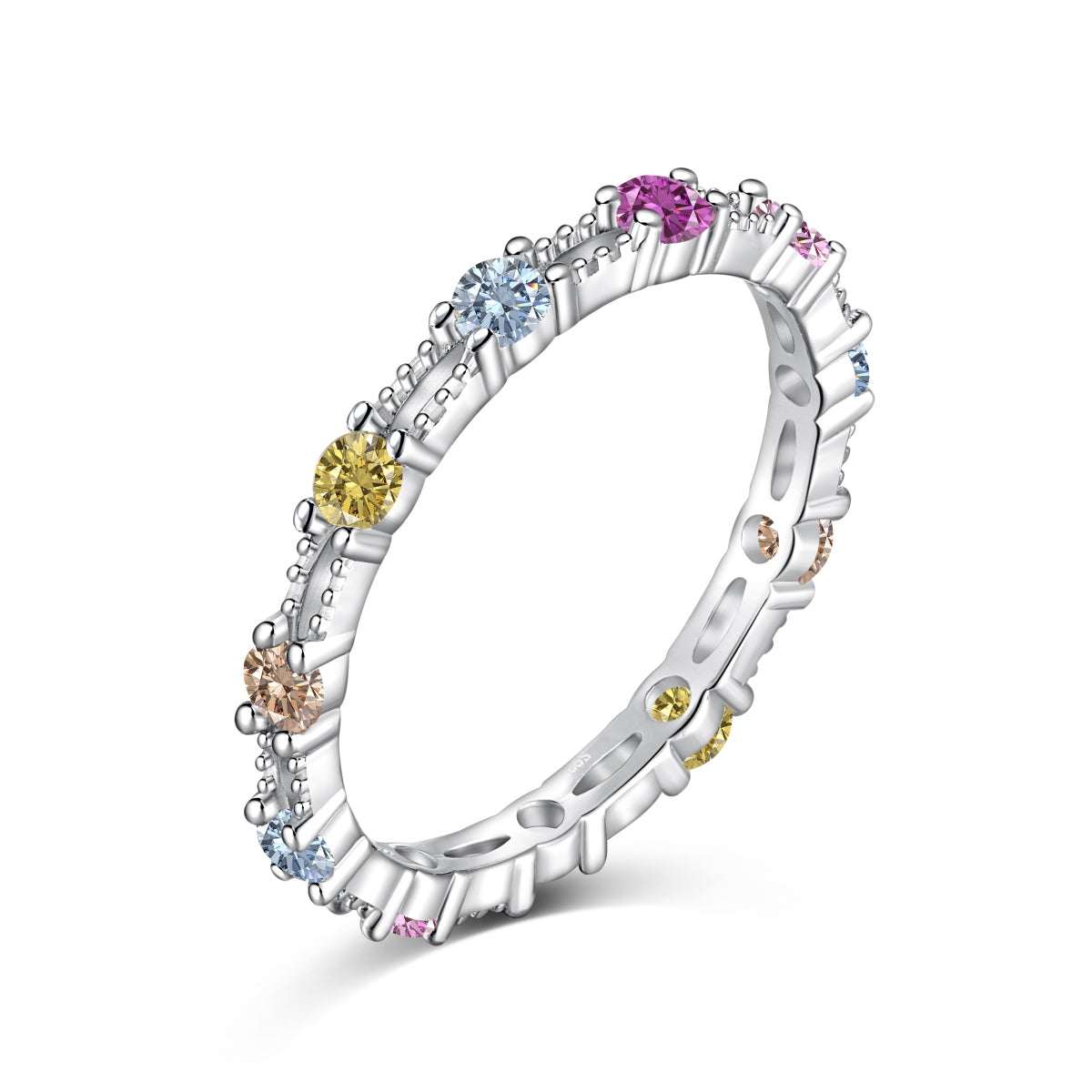 [Everoly JW]Sparkling Colorful Round Cut Tennis Ring