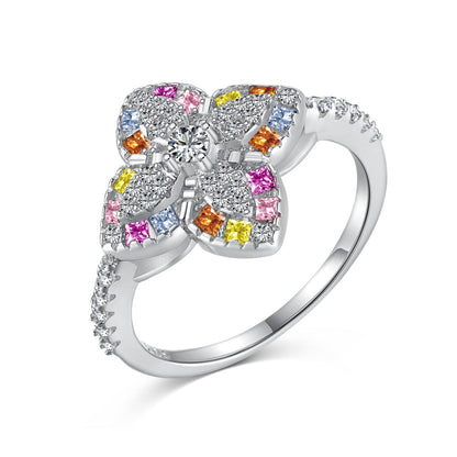 [Everoly JW]Luxurious Colorful Flower Shape Banquet Ring