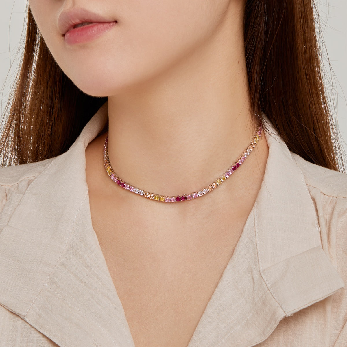 [Everoly JW]Delicate Colorful Tennis Necklace