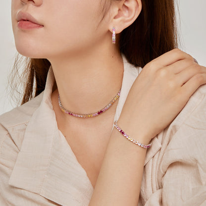 [Everoly JW]Delicate Colorful Tennis Necklace