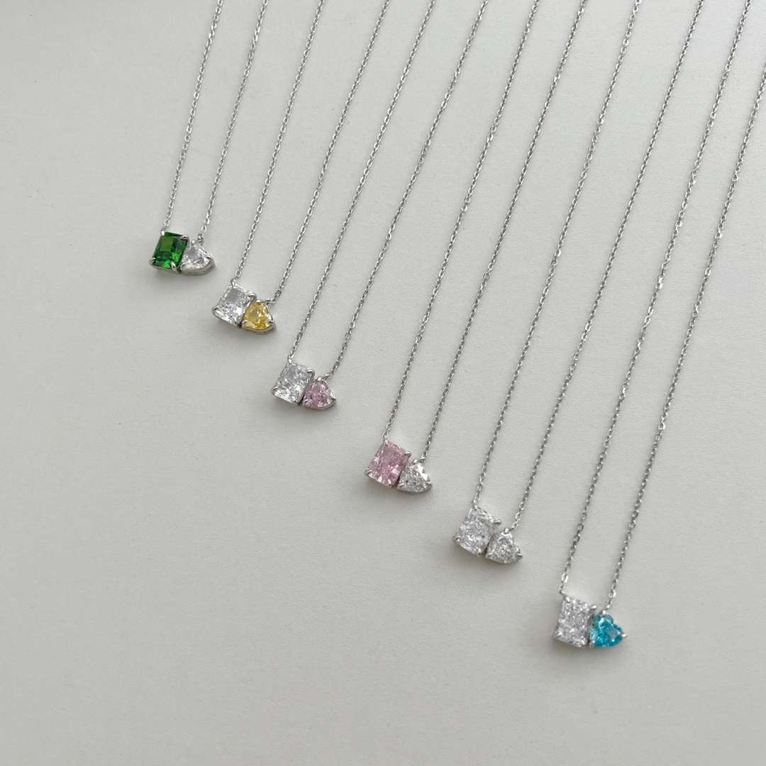 [Everoly JW]Dazzling Square & Heart Shape Necklace