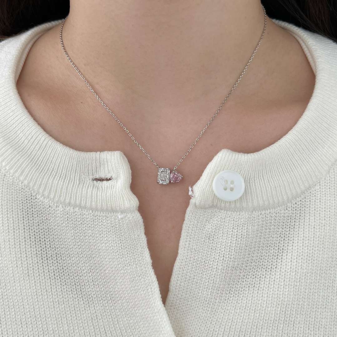 [Everoly JW]Dazzling Square & Heart Shape Necklace
