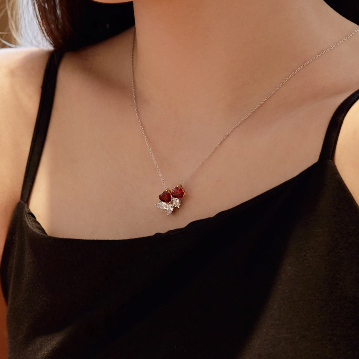 [Everoly JW]Dainty Red Heart Necklace