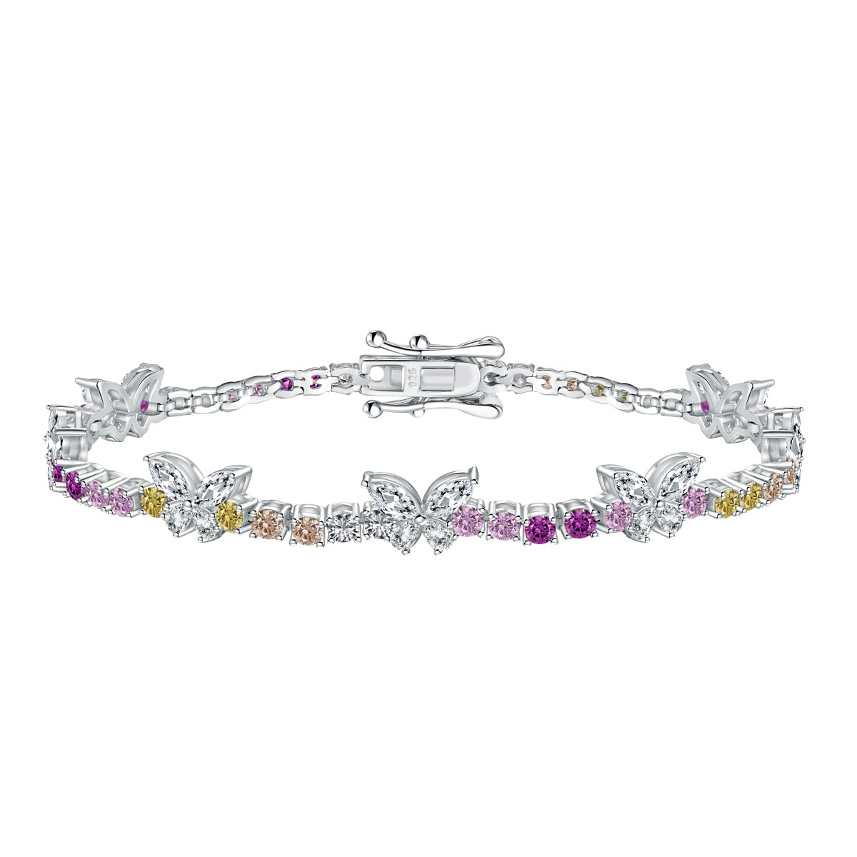 [Everoly JW]Ornate Colorful Butterfly Shape Round Cut Daily Bracelet