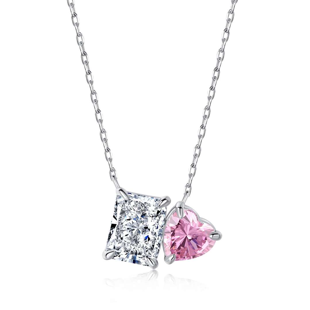 [Everoly JW]Dazzling Square & Heart Shape Necklace