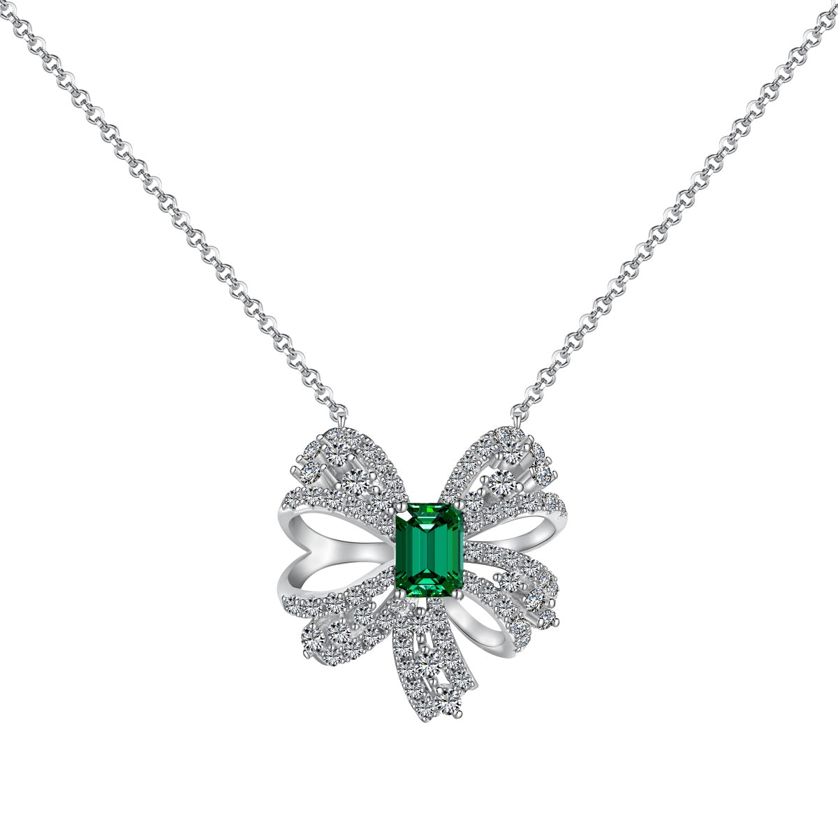 [Everoly JW]Luxurious Flower Shape Emerald Cut Necklace