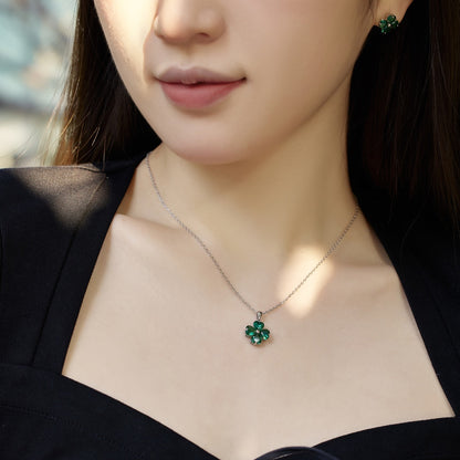 [Everoly JW]Heart-Shaped Four-Leaf Clover Bead Necklace