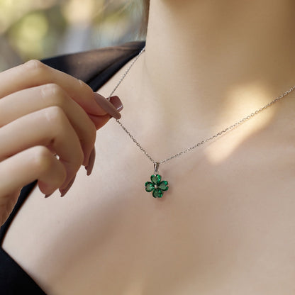 [Everoly JW]Heart-Shaped Four-Leaf Clover Bead Necklace