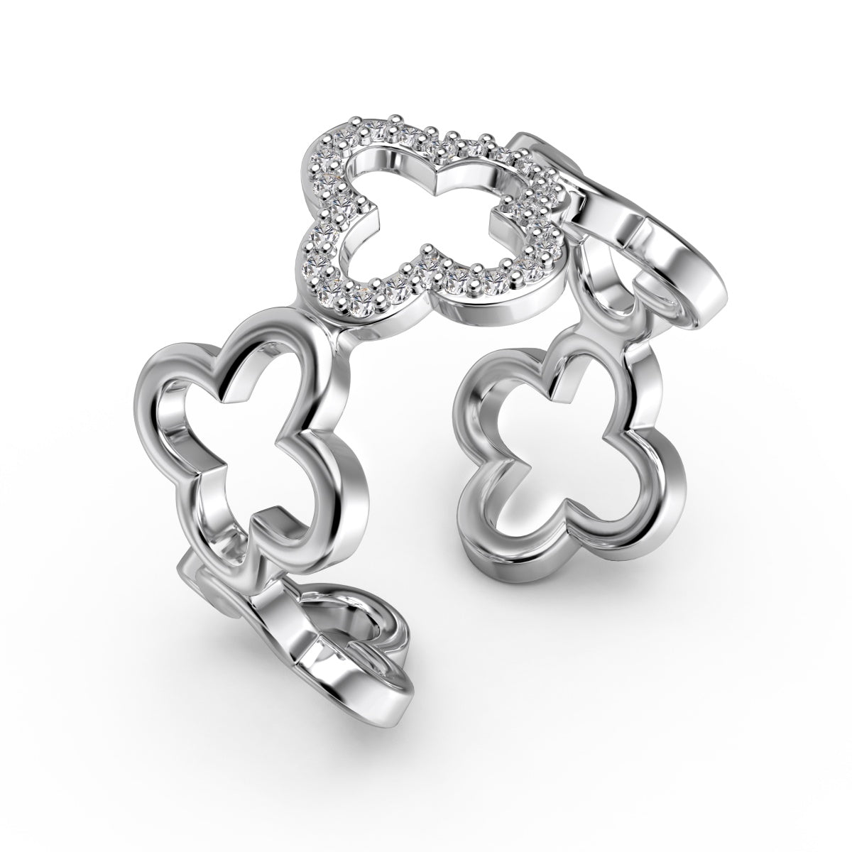 [Everoly JW]Hollow Design Four-Leaf Clover Flower Shape Ring