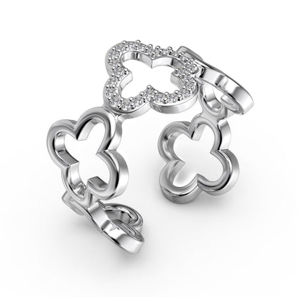 [Everoly JW]Hollow Design Four-Leaf Clover Flower Shape Ring