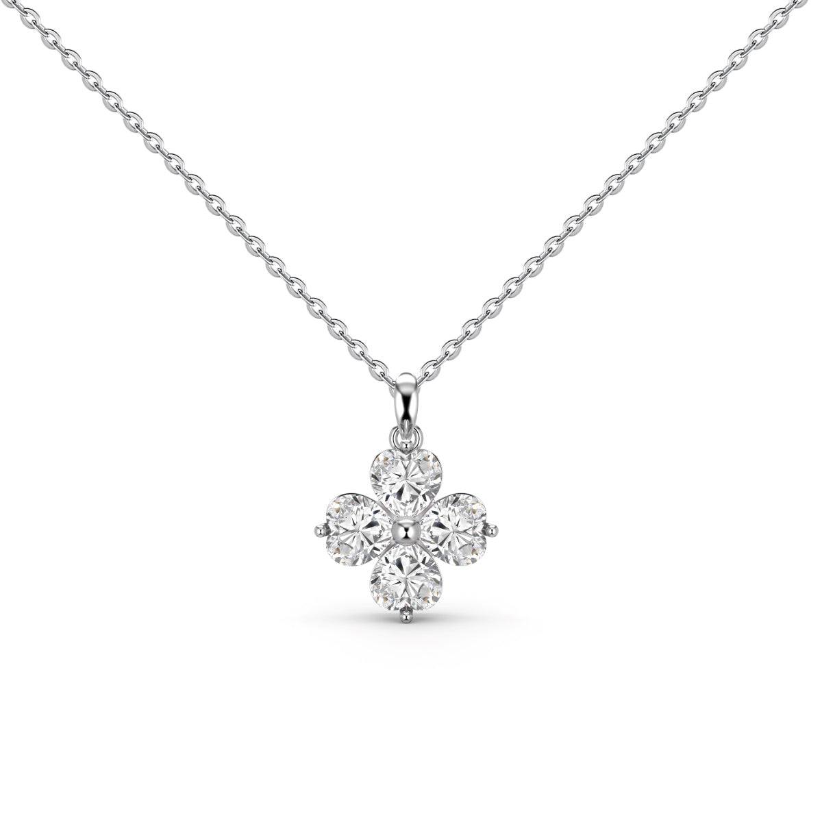 [Everoly JW]Heart-Shaped Four-Leaf Clover Bead Necklace