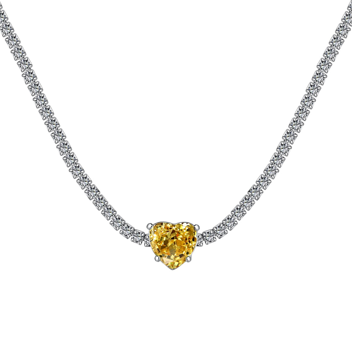 [Everoly JW]2.0 Carat Sparkling Tennis Heart Cut Necklace