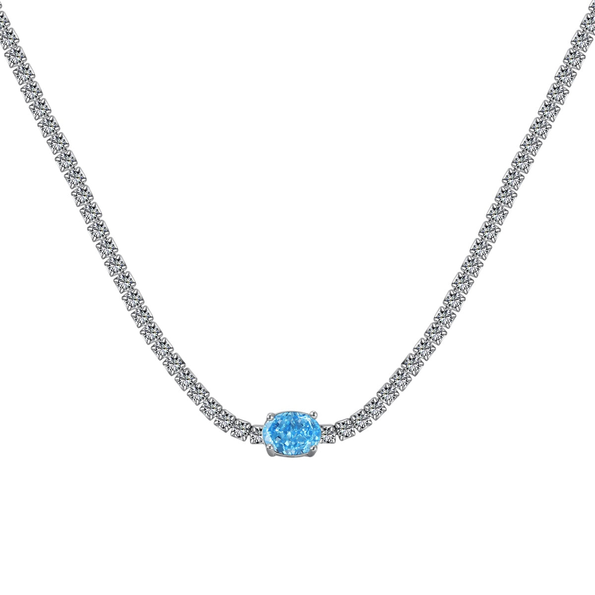 [Everoly JW]1.0 Carat Shining Oval Cut Necklace