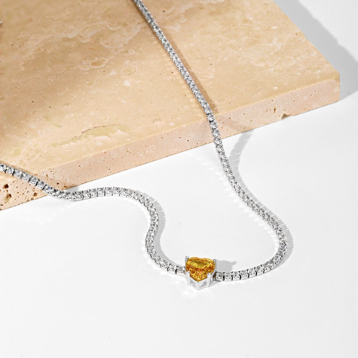 [Everoly JW]2.0 Carat Sparkling Tennis Heart Cut Necklace
