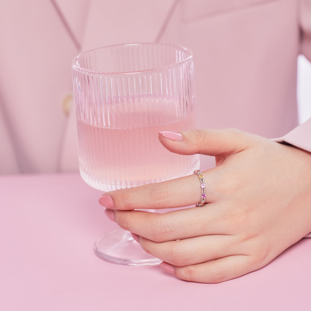 [Everoly JW]Sparkling Colorful Round Cut Tennis Ring