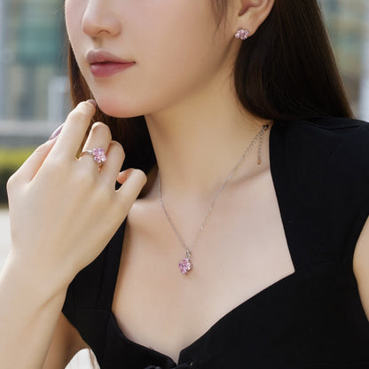 [Everoly JW]Heart-Shaped Four-Leaf Clover Bead Necklace