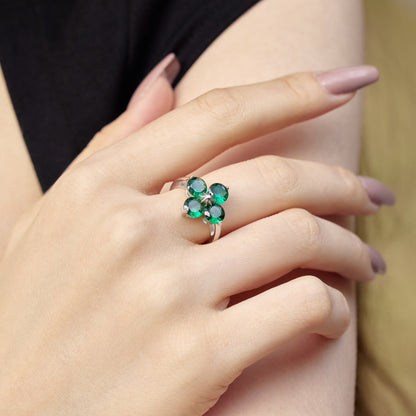 [Everoly JW]Four-Leaf Clover Eight-Pointed Star Ring
