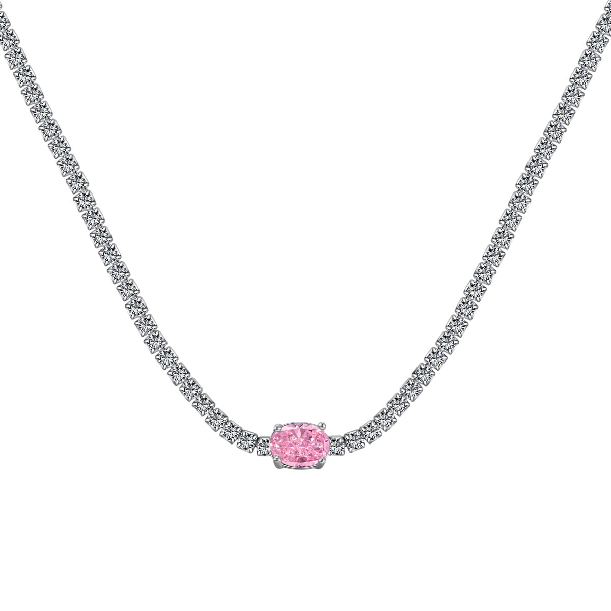 [Everoly JW]1.0 Carat Shining Oval Cut Necklace