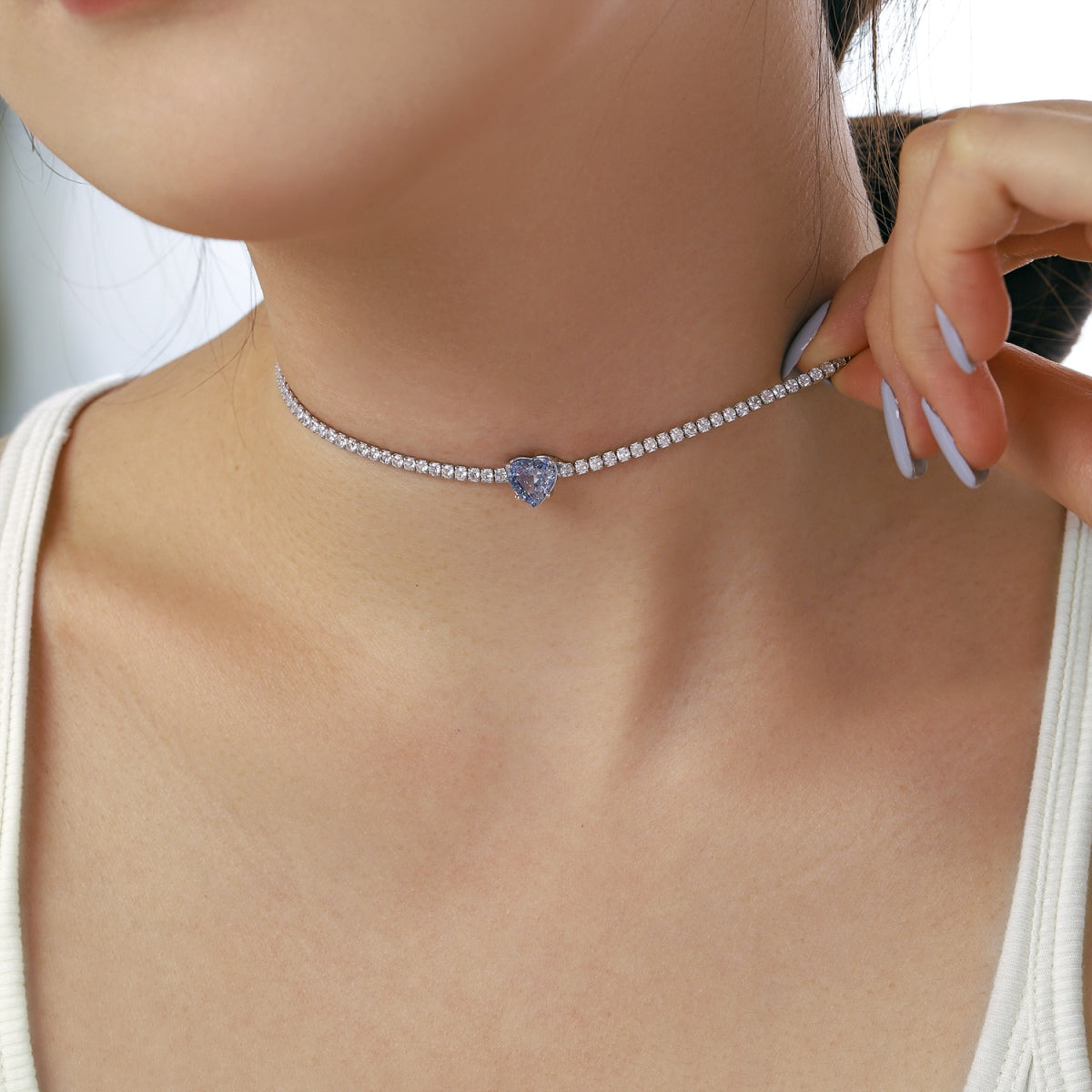 [Everoly JW]2.0 Carat Sparkling Tennis Heart Cut Necklace