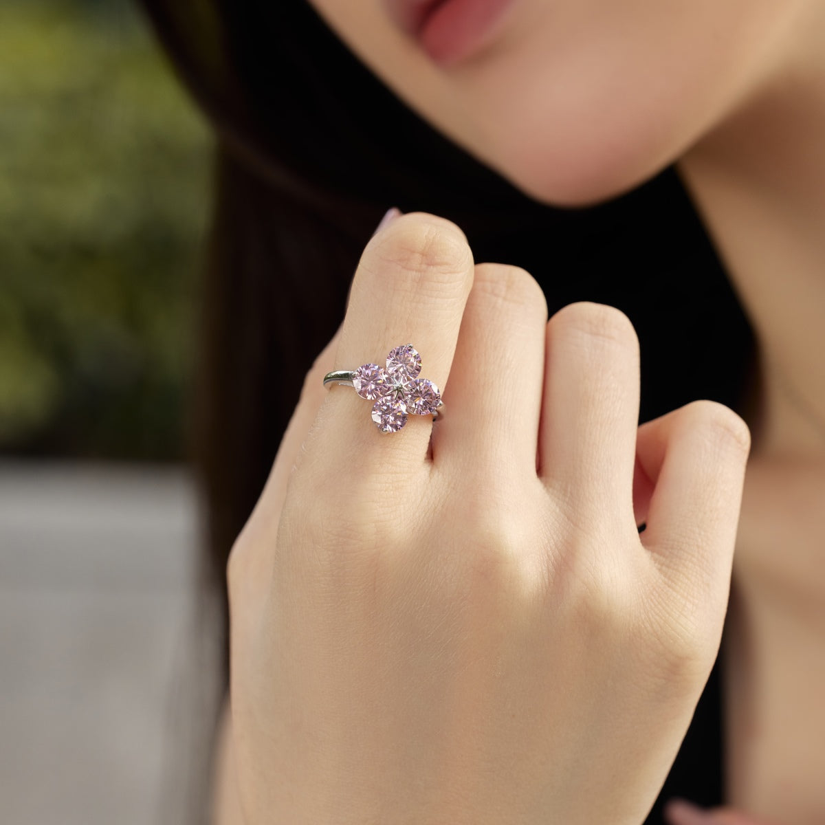 [Everoly JW]Four-Leaf Clover Eight-Pointed Star Ring
