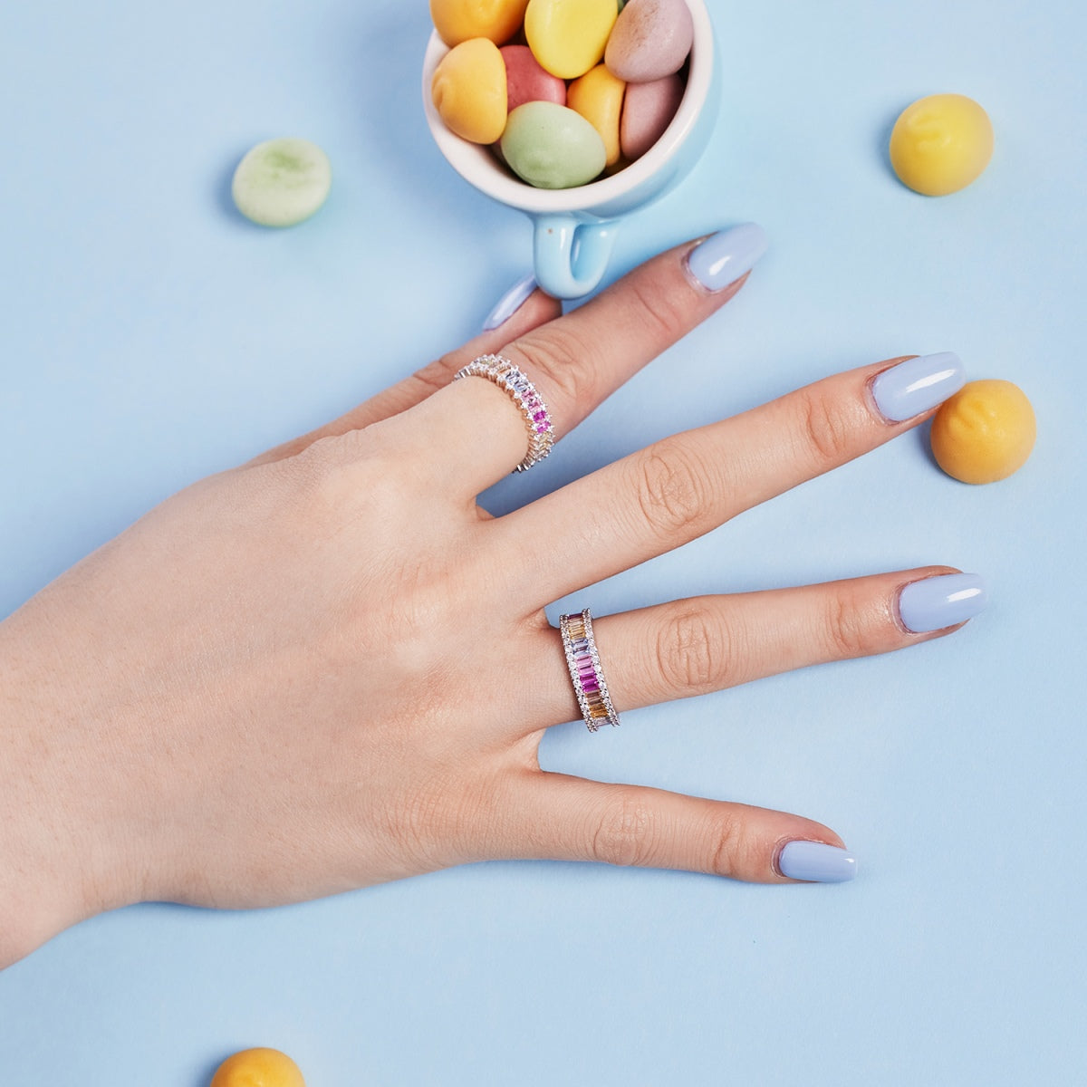 [Everoly JW]Splashy Ornate Emerald Cut Cocktail Ring