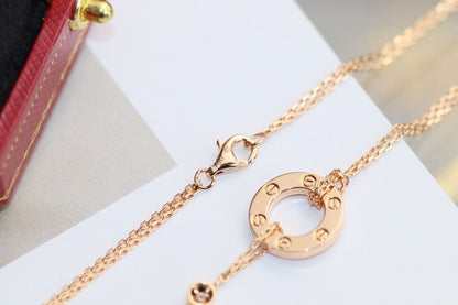 [Everoly JW]LOVE NECKLACE ADJUSTABLE ROSE GOLD 2 DIAMOND