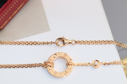 [Everoly JW]LOVE NECKLACE ADJUSTABLE ROSE GOLD 2 DIAMOND