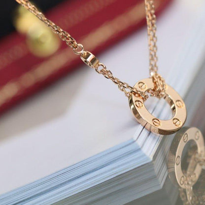 [Everoly JW]LOVE NECKLACE ADJUSTABLE ROSE GOLD 2 DIAMOND