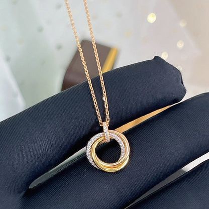[Everoly JW]TRINITY NECKLACE SILVER GOLD PINK GOLD DIAMONDS