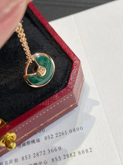 [Everoly JW]AMULETTE ROSE GOLD MALACHITE NECKLACE