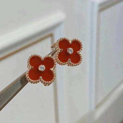 [Everoly JW]CLOVER MEDIUM 1 MOTIFS CARNELIAN  DIAMOND earrings