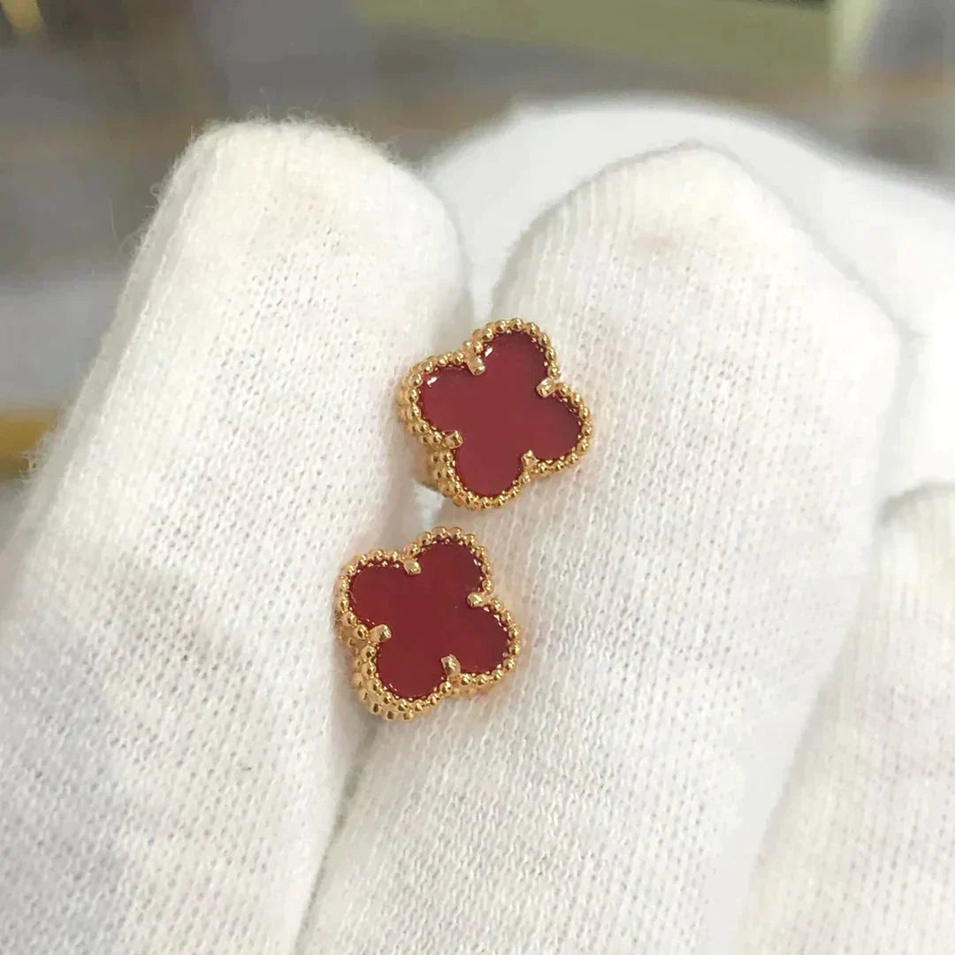 [Everoly JW]CLOVER MINI 9.5MM CARNELIAN EARRINGS