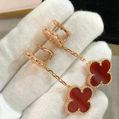 [Everoly JW]CLOVER 2 MOTIF  LASER CARNELIAN EARRINGS