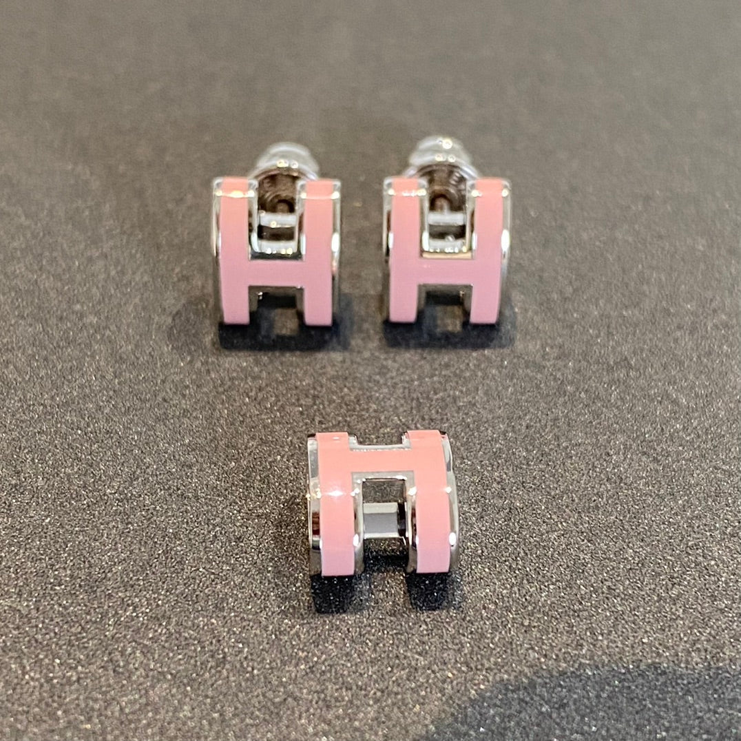 [Everoly JW]MINI POP H SILVER EARRINGS PINK