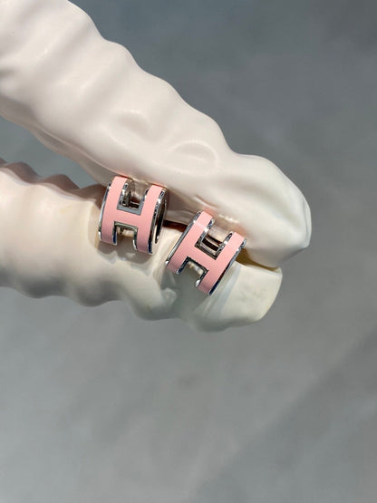 [Everoly JW]MINI POP H SILVER EARRINGS PINK