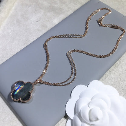 [Everoly JW]CLOVER 25MM GOLD DARK MOP BIG CLOVER NECKLACE
