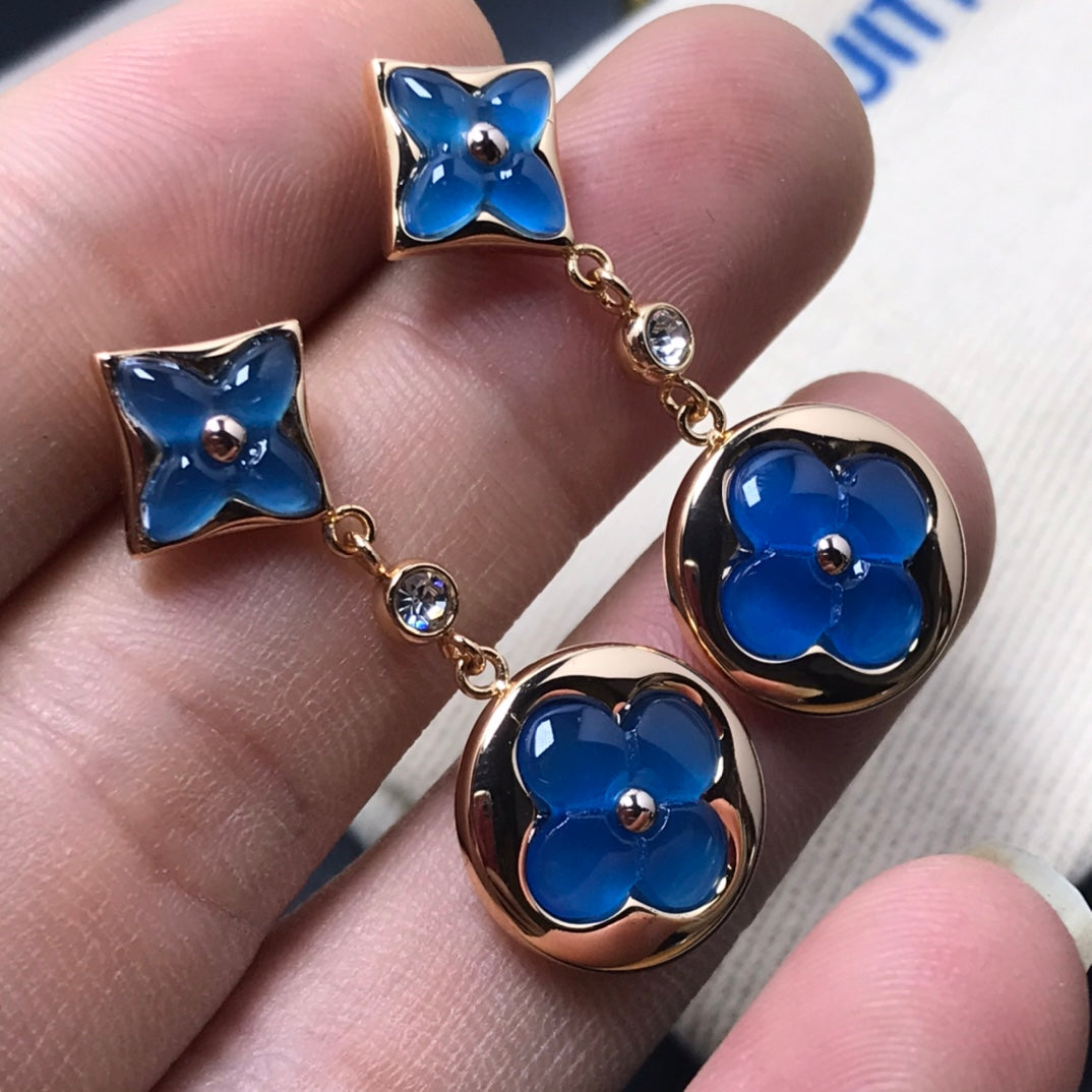 [Everoly JW]STAR AND SUN AGATE DIAMOND EARRINGS