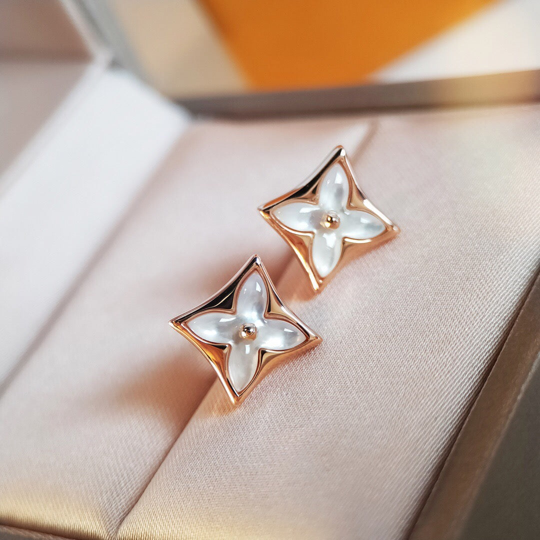 [Everoly JW]STAR MOP PINK GOLD EARRINGS