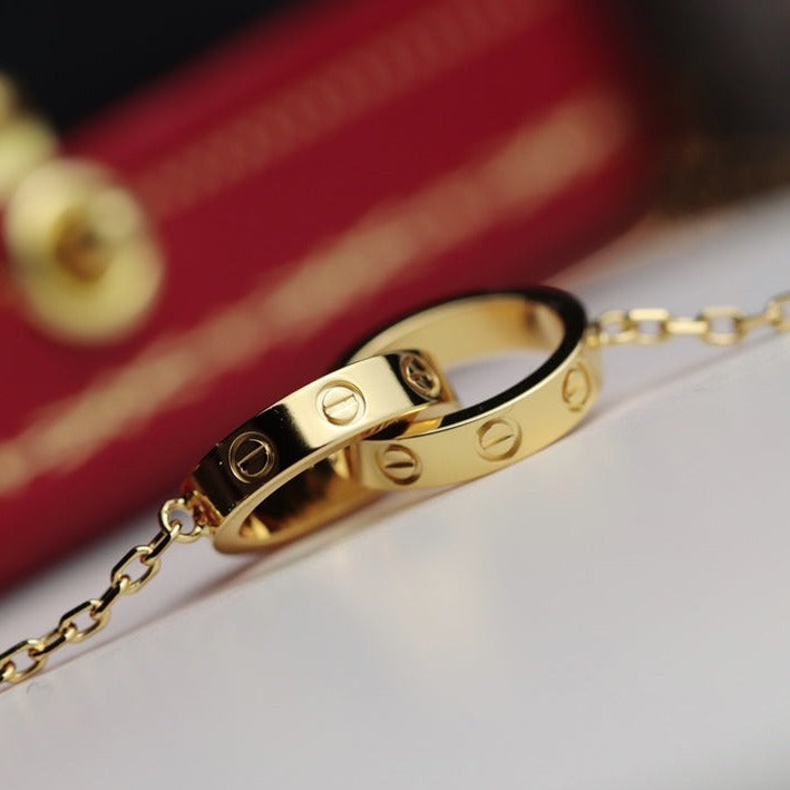 [Everoly JW]LOVE NECKLACE DOUBLE RING GOLD
