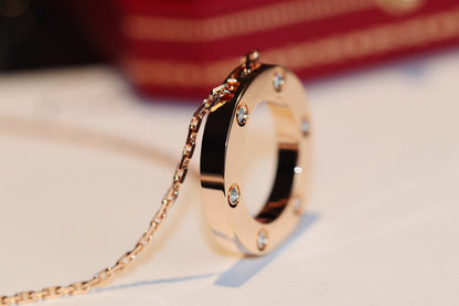 [Everoly JW]LOVE NECKLACE 16MM 6 DIAMONDS PINK GOLD