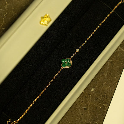 [Everoly JW]SUN MALACHITE 1 DIAMOND PINK GOLD BRACELET