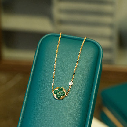 [Everoly JW]SUN MALACHITE 1 DIAMOND PINK GOLD BRACELET