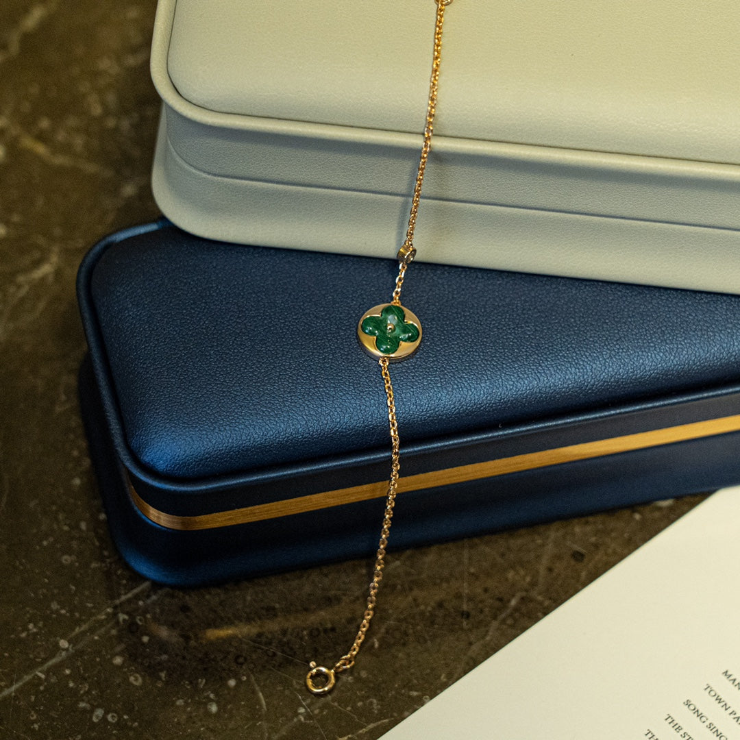 [Everoly JW]SUN MALACHITE 1 DIAMOND PINK GOLD BRACELET