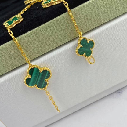 [Everoly JW]MAGIC CLOVER MALACHITE GOLD BRACELET 5 MOTIFS