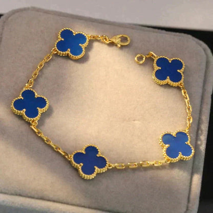 [Everoly JW]CLOVER 5 MOTIFS BLUE AGATE BRACELET