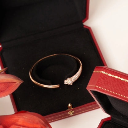 [Everoly JW]PANTHERE ROSE GOLD DIAMOND OPEN BRACELET